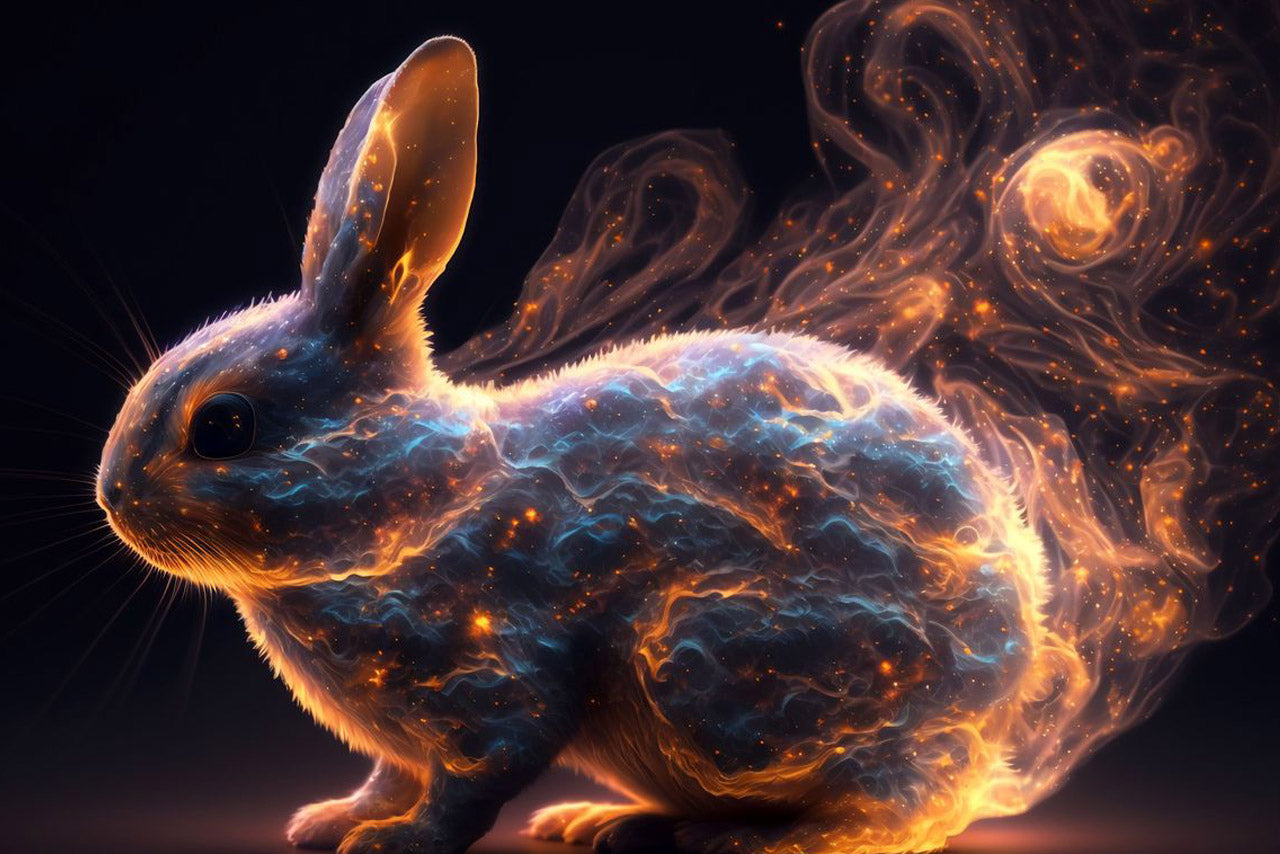 An AI image of a rabbit glowing.