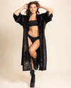Women's Festival Kimono | Black & Metallic Gold Cheetah