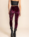 Women's Red Velvet Leggings | Burgundy Leopard