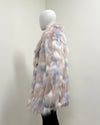 *One Of A Kind* Faux Fur Coat | Pink Grey Rabbit - Medium