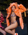 Woman wearing Neon Tiger Limited Edition Classic Faux Fur Coat