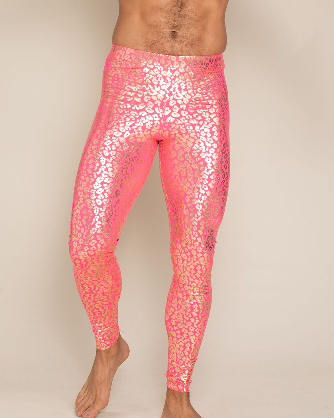 Neon Pink Royal Leopard Foil Leggings | Men&#39;s