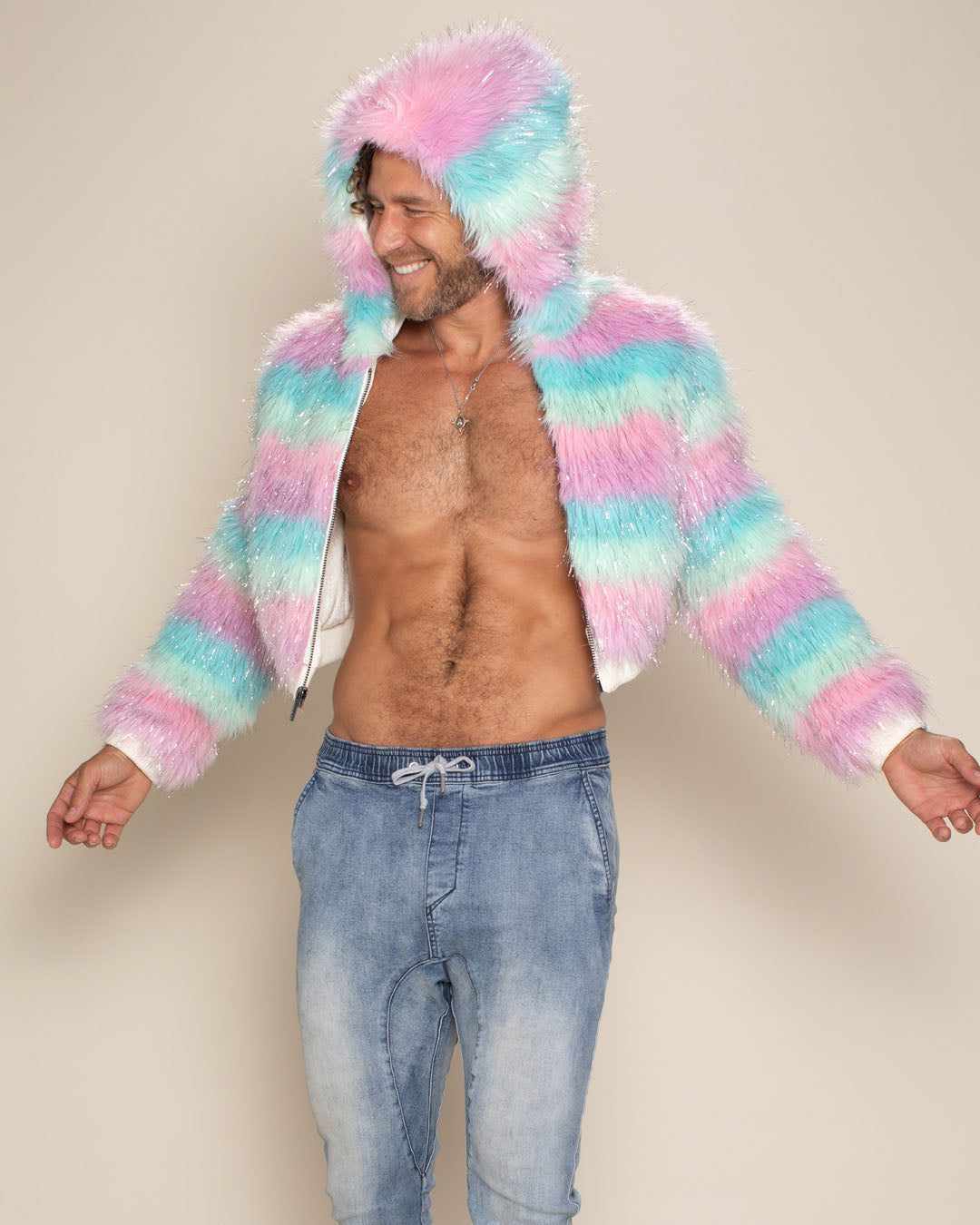 Doll Party Hooded Collector Edition Faux Fur Cropped Jacket | Men's