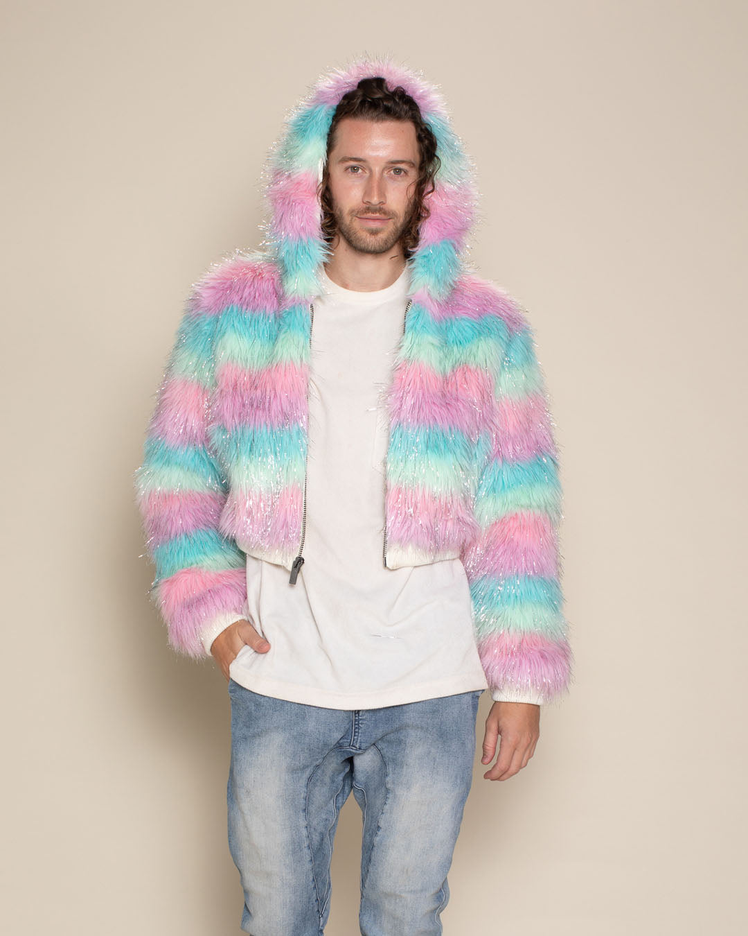 Doll Party Hooded Collector Edition Faux Fur Cropped Jacket | Men's