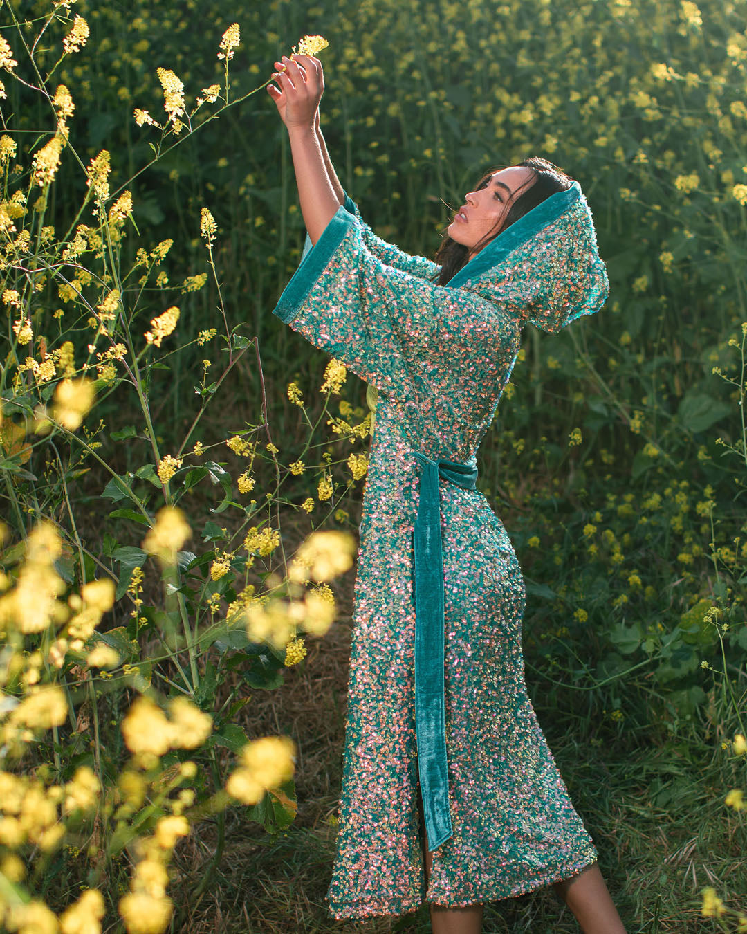 Firefly of the Sea Hooded Sequin Kimono | Women&#39;s