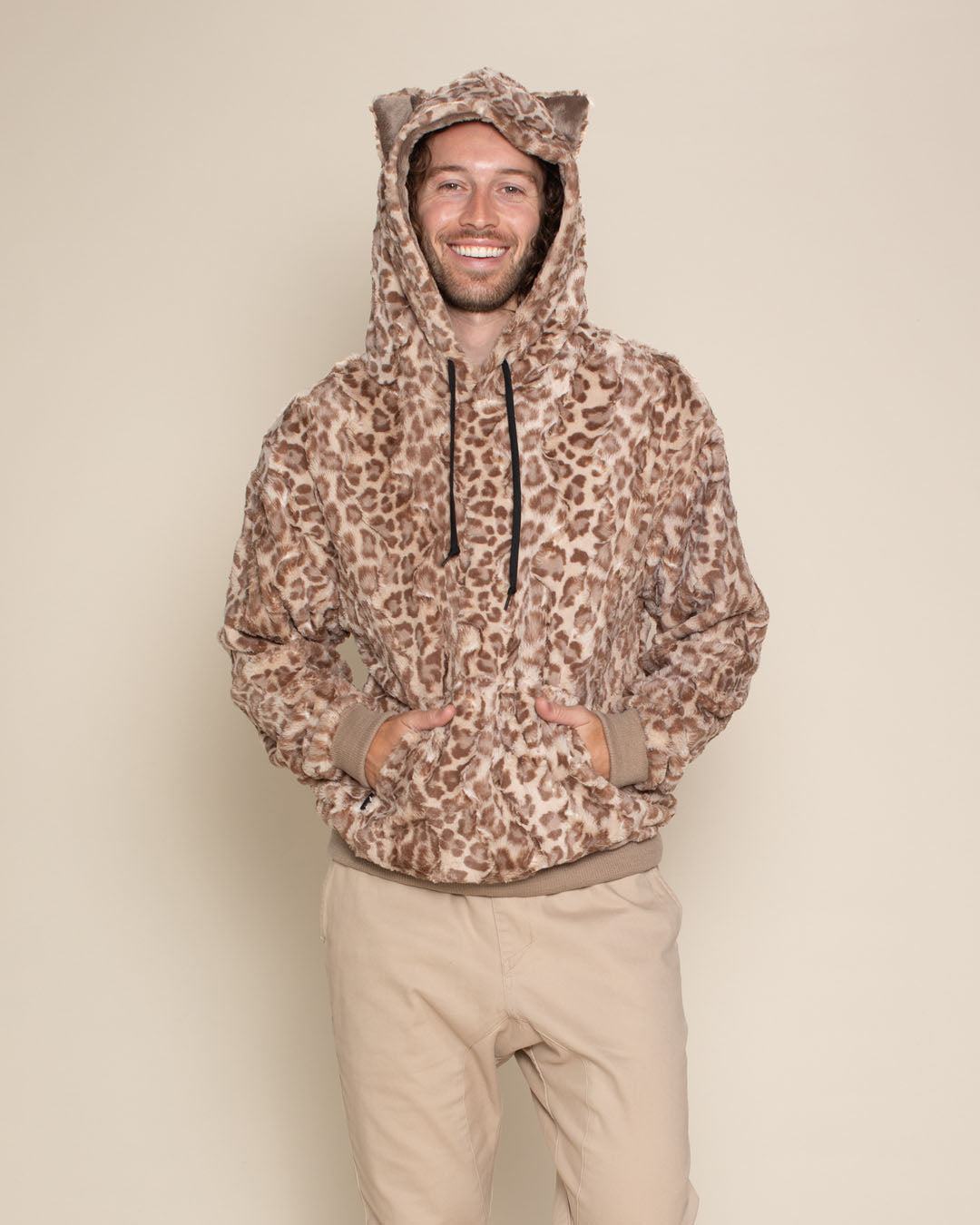 Strawberry Leopard Classic ULTRA SOFT Faux Fur Hoodie | Men's