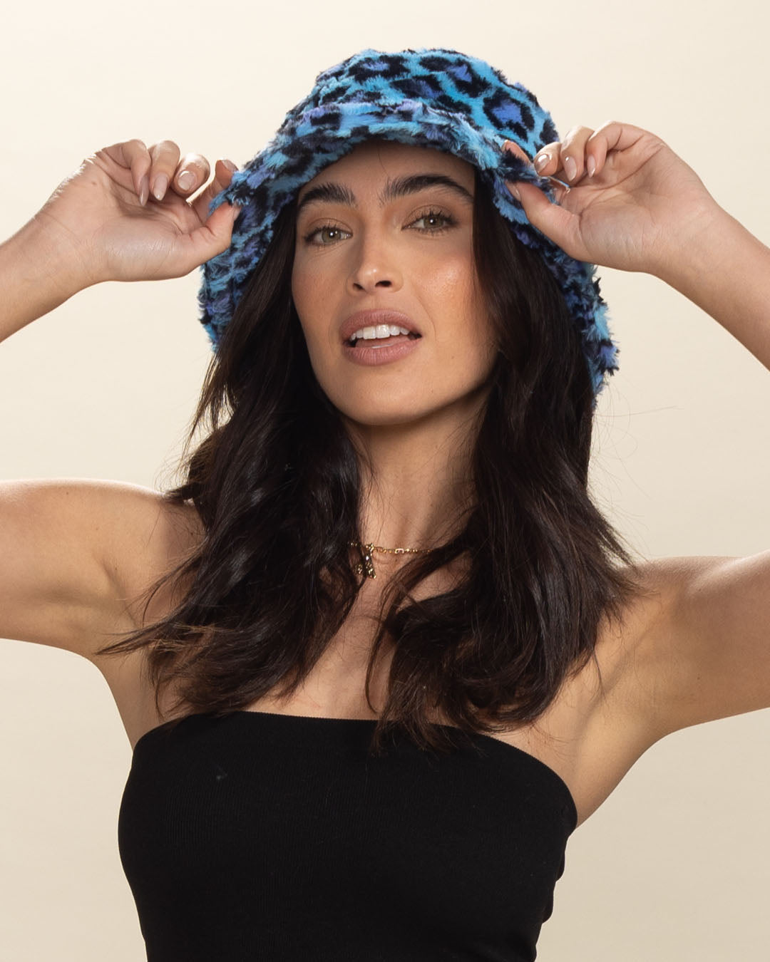 Electric Blue Lynx Collector Edition Faux Fur Bucket Hat | Women's
