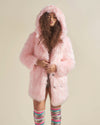 Hooded Women's Pink Faux Fur Coat | Flamingo Wolf | Made-To-Order