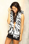 White Tiger Faux Fur with Hood on Female