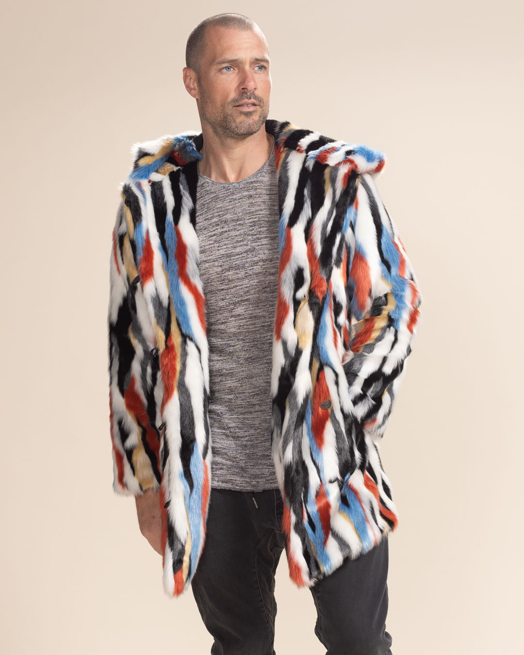 Lucky Rabbit Hooded Limited Edition Faux Fur Coat | Men&#39;s