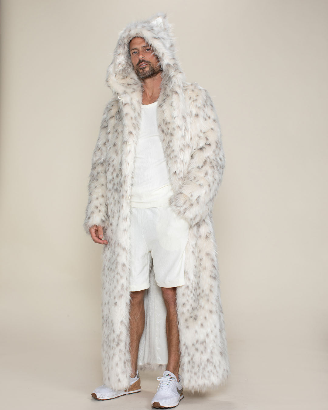 Baby Snow Leopard Classic Long Faux Fur Coat | Men's