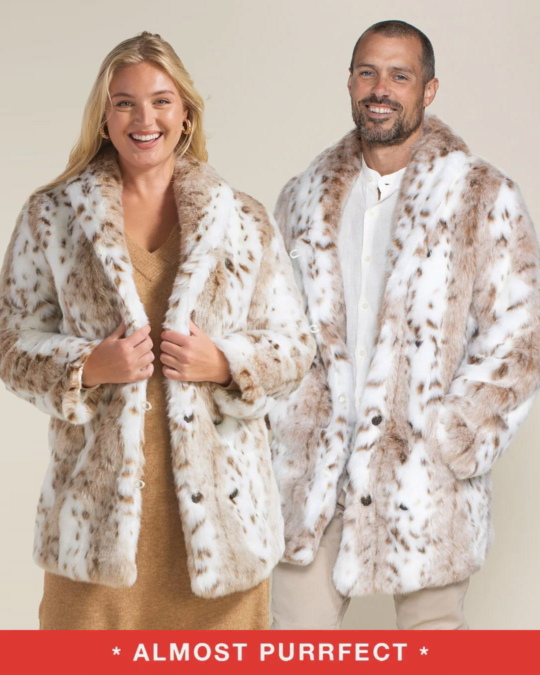 *Almost Purfect* Collared Siberian Snow Leopard Faux Fur Coat