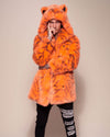Man wearing Neon Tiger Limited Edition Classic Faux Fur Coat, front view 3
