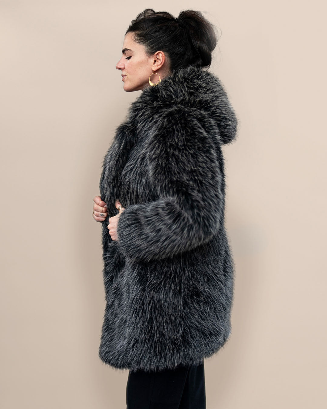 Mackenzie River Wolf Hooded Collector Edition Faux Fur Coat | Women's