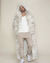 Hooded Men's Long Faux Fur Coat | Baby Snow Leopard | Made-To-Order