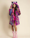 Classic Women's Pink & Blue Faux Fur Coat | Neon Disco Cat