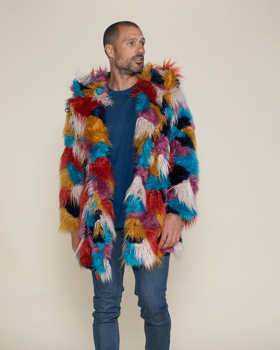 Butterfly Hooded Faux Fur Coat | Men's