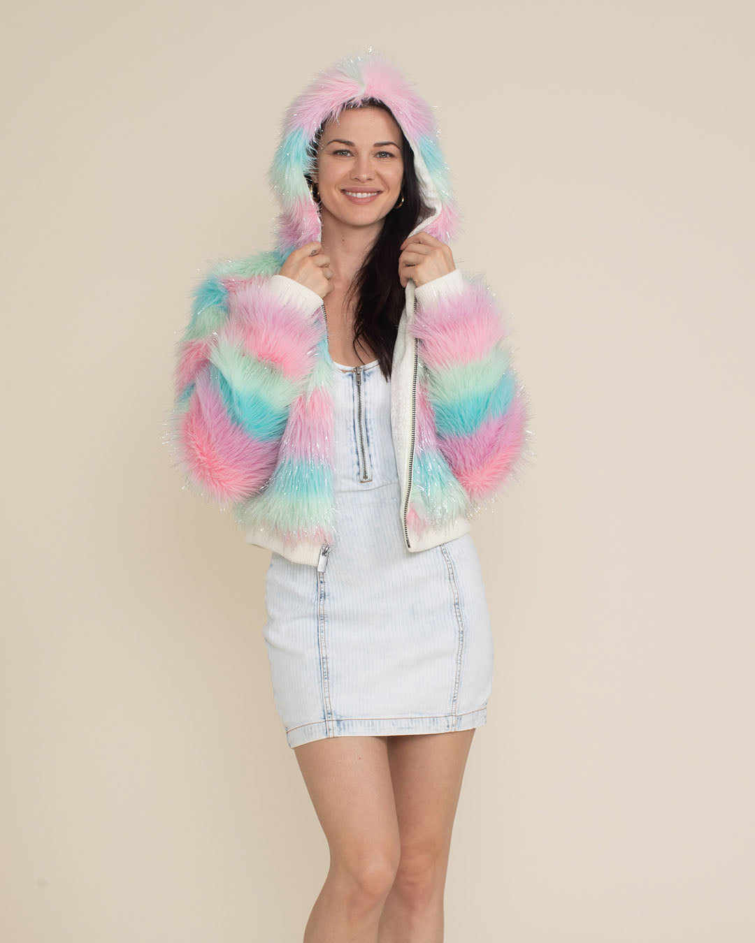 Doll Party Hooded Collector Edition Faux Fur Cropped Jacket | Women's
