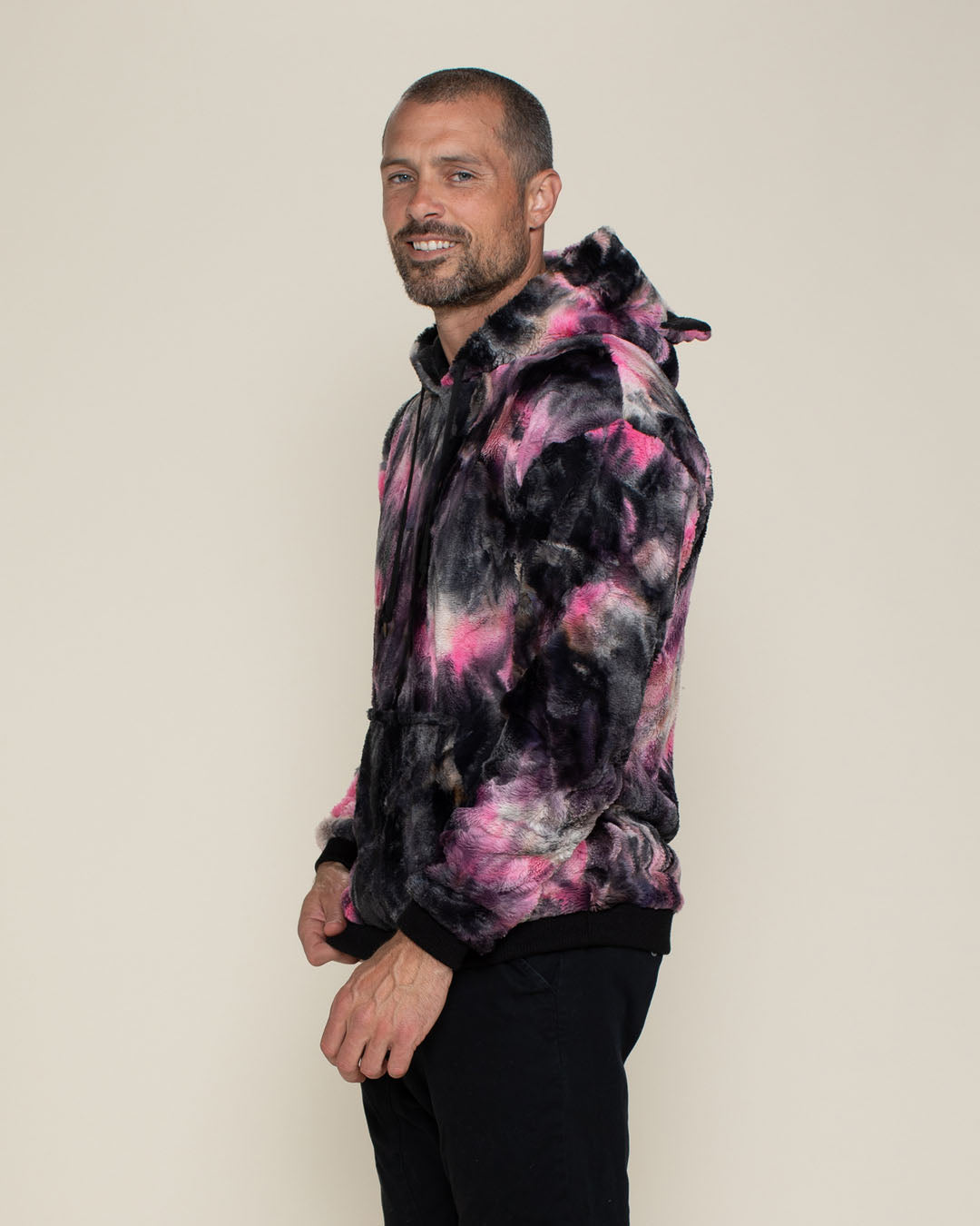 Ink Spotted Leopard Classic ULTRA SOFT Faux Fur Hoodie | Men's