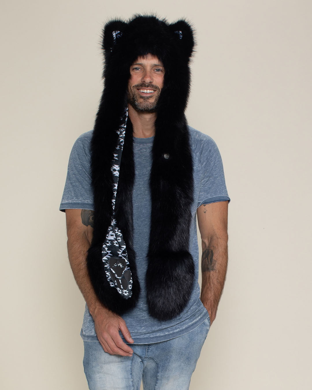 Santa Fe Black Wolf Luxe Collector Edition Faux Fur Hood | Men's