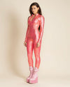 Neon Pink Full Bodysuit | Metallic Gold Leopard | Made-To-Order
