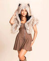 White Steppe Wolf Faux Fur Shawl | Women's