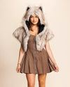 White Steppe Wolf Faux Fur Shawl | Women's