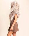 White Steppe Wolf Faux Fur Shawl | Women's
