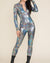 Holographic Rainbow Snakeskin Foil Full Bodysuit | Women's