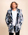 Hooded Men's Faux Fur Coat | Blue Lucky Rabbit