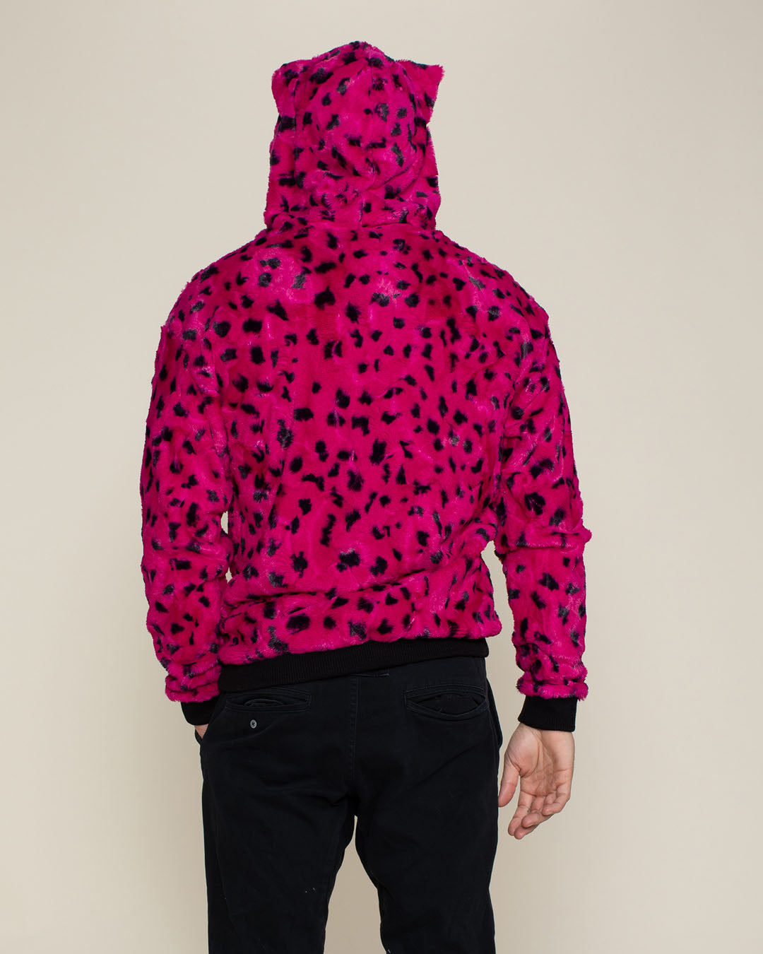 Pink Cheetah Classic ULTRA SOFT Faux Fur Hoodie | Men's