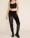 Black Snakeskin Velvet Slim Jogger | Women's