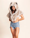 White Steppe Wolf Faux Fur Shawl | Women's