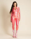 Neon Pink Full Bodysuit | Metallic Gold Leopard | Made-To-Order