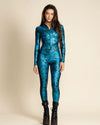 Women's Metallic Full Bodysuit | Blue Viper