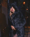 Classic Women's Faux Fur Coat | Black Wolf
