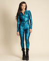 Women's Metallic Full Bodysuit | Blue Viper