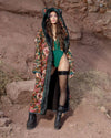 Classic Women's Long Sequin Coat | Oasis Emerald Green