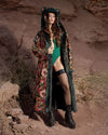 Classic Women's Long Sequin Coat | Oasis Emerald Green