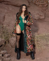 Classic Women's Long Sequin Coat | Oasis Emerald Green