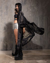 Women's Festival Kimono | Black & Metallic Gold Cheetah