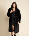 Women's Long Faux Fur Coat | Black Serval