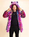 Classic Men's Blue & Pink Faux Fur Coat | Neon Disco Cat