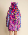 Classic Women's Pink & Blue Faux Fur Coat | Neon Disco Cat
