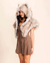 White Steppe Wolf Faux Fur Shawl | Women's