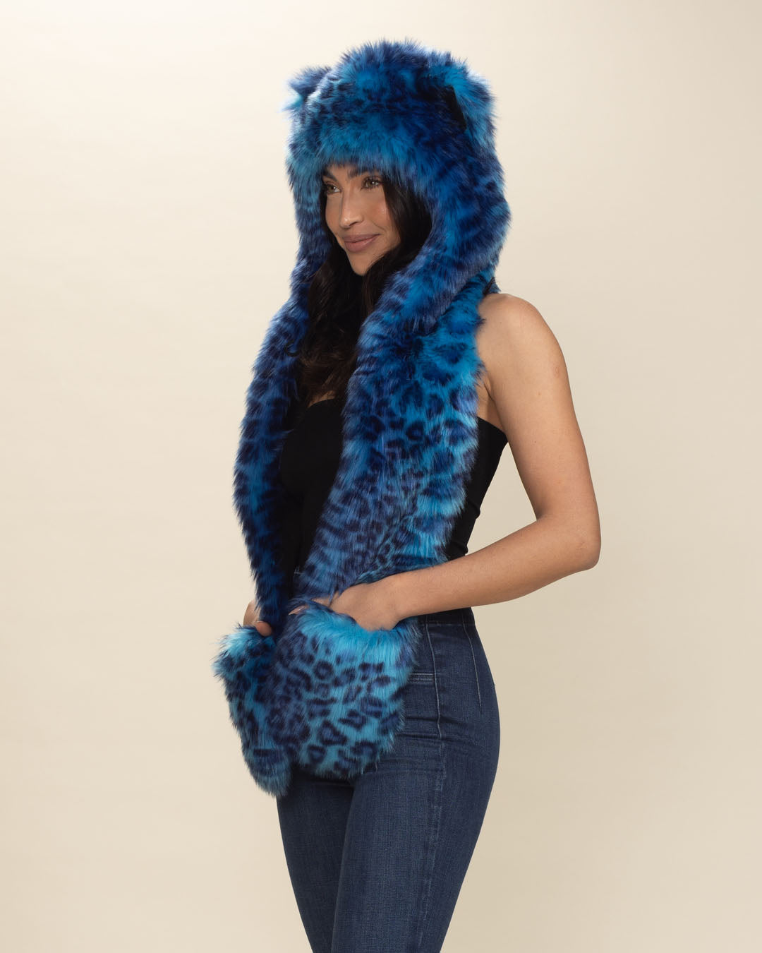 Electric Blue Lynx Collector Edition Faux Fur Hood | Women's