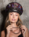 Women's Festival Hat - Captain Hat | Red Sequin Leopard