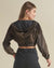 Black Snakeskin Hooded Velvet Cropped Jacket | Women's