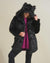 Woman wearing Black Wolf Classic Faux Fur Coat, front view 1