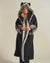 Woman wearing Grey Wolf Classic Faux Fur Robe. front view 5